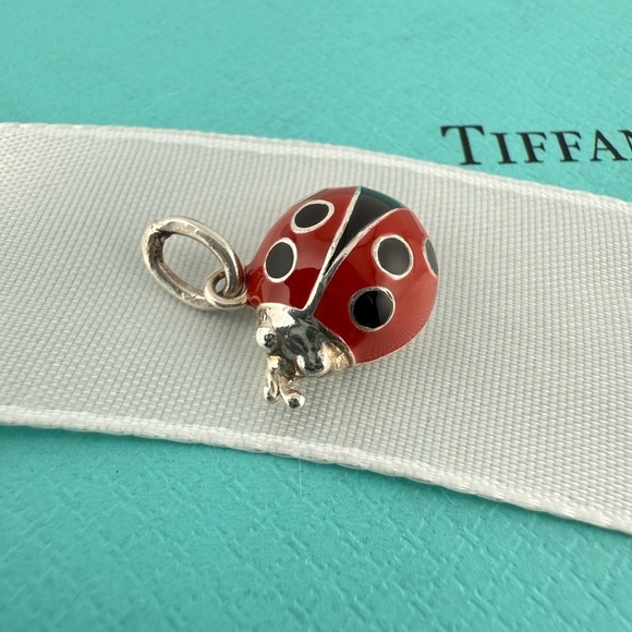 Retired Tiffany & Co. Red Lady Bug Charm Pendant Sterling Silver Enamel - Picture 1 of 5